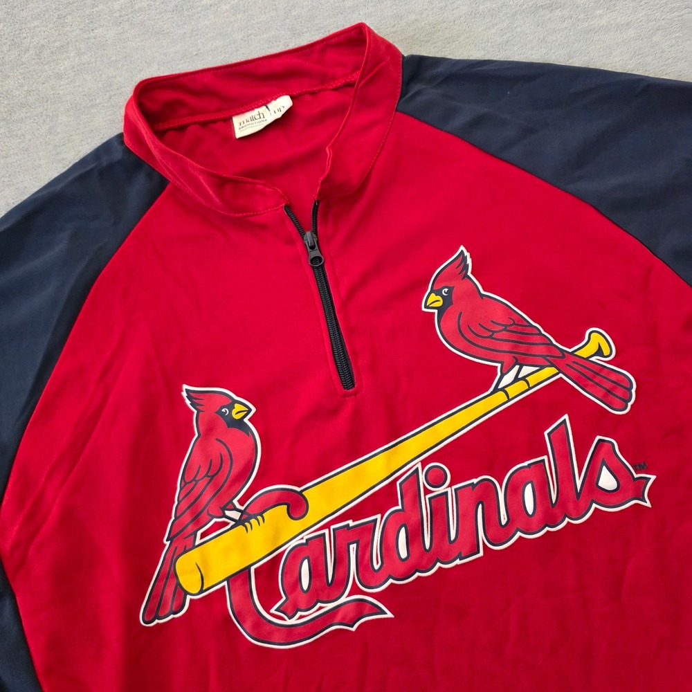 St Louis Cardinals Match Up Promotions Mens XL Red Navy 1/4 Zip Pullover Shirt